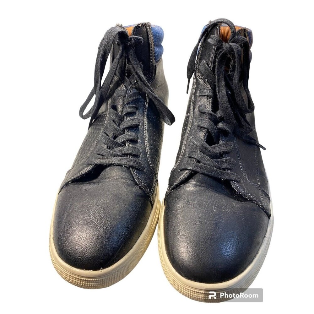 Men’s Leather Sneaker Shoe, Size 12 Aldo, Black & Tan, Jean Ankle Details.‎